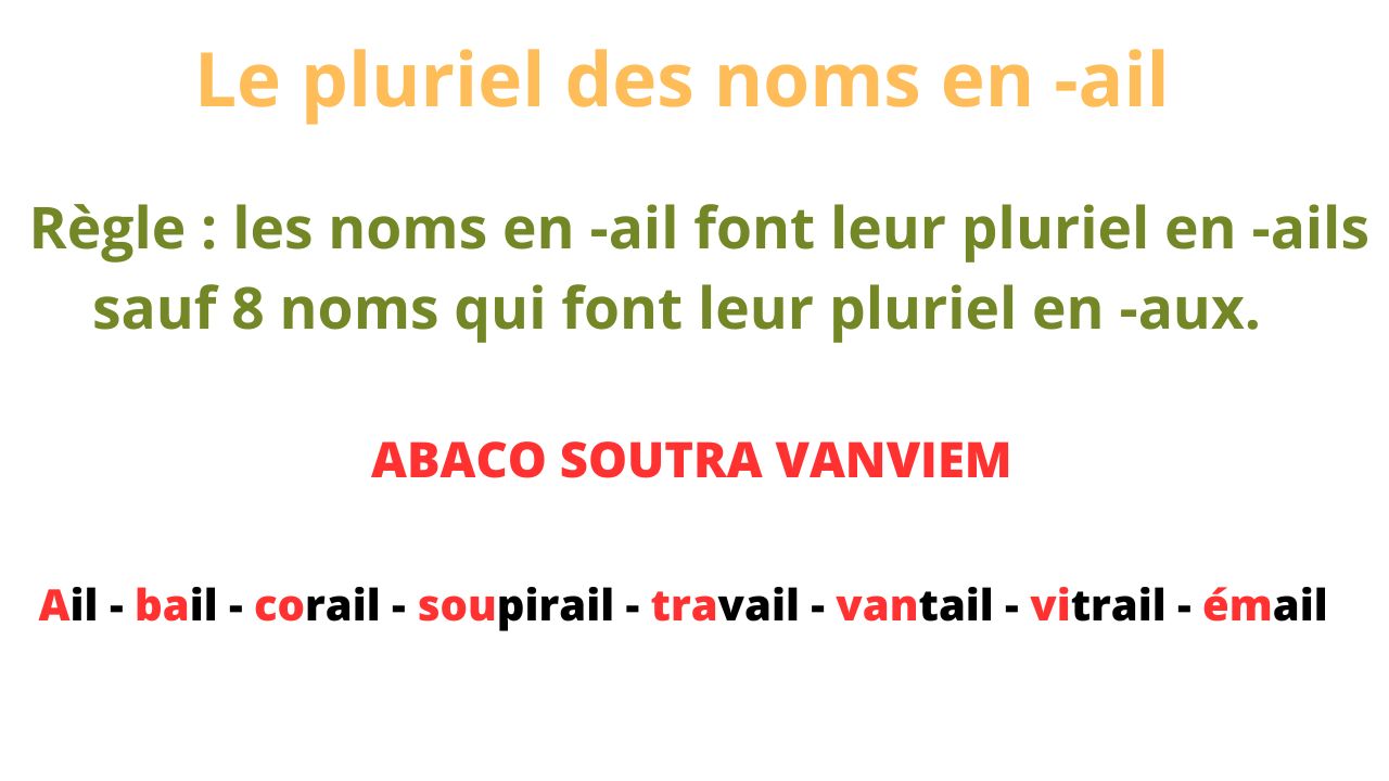 Le pluriel des noms en ail